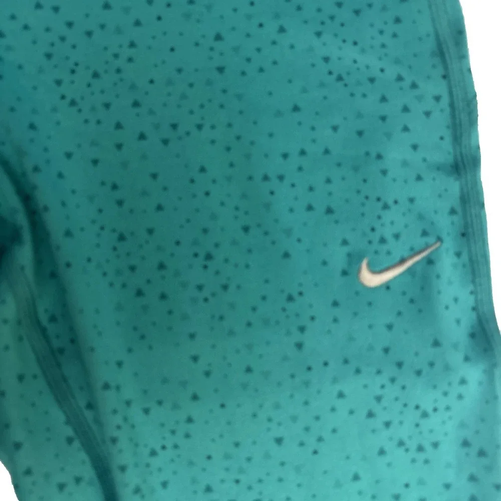 Nike Dri-FIT Womens Teal Geometric Triangle Print Capri Running Leggings Size S